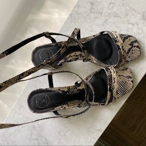 Missguided Snakeskin Wrap Sandal Heels